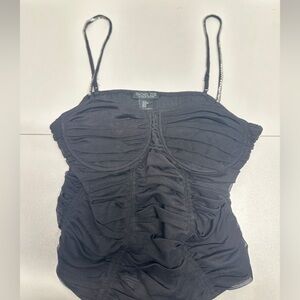 Rachel Zoe Black Ruched Bodysuit